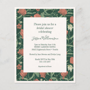Budget Rustic Green Floral Bridal Shower Invite 