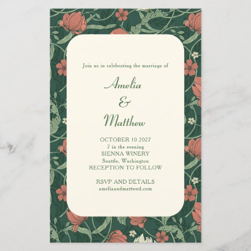 Budget Rustic Green Floral Wedding Invitation