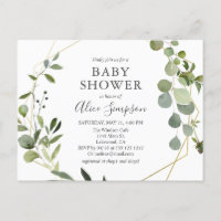 Budget Rustic Greenery Baby Shower Invitation Postcard