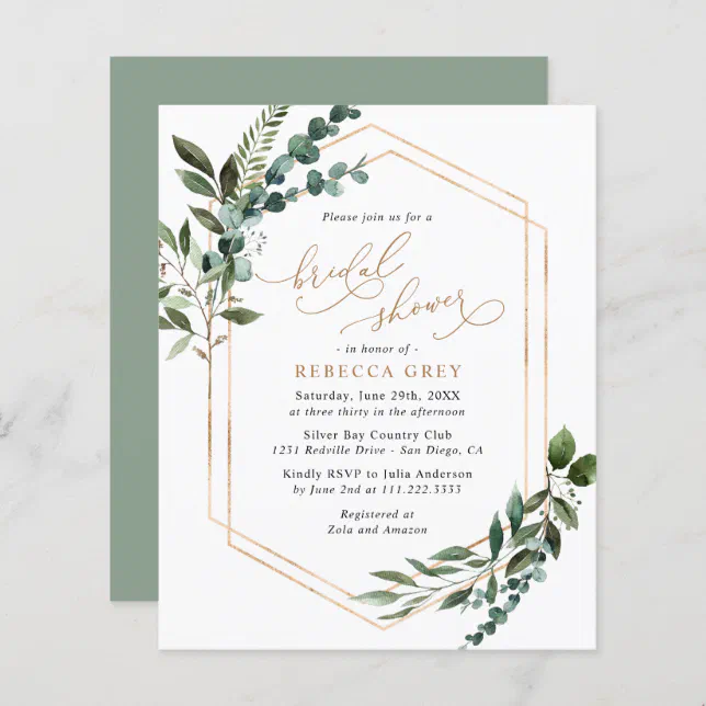 Budget Rustic Greenery Bridal Shower Invitation | Zazzle