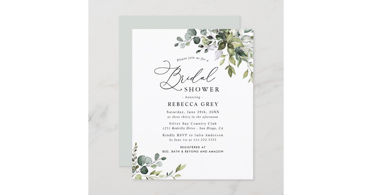 Budget Rustic Greenery Bridal Shower Invitation | Zazzle