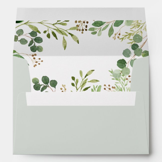 Budget Rustic Greenery Eucalyptus Leaves Wedding Envelope