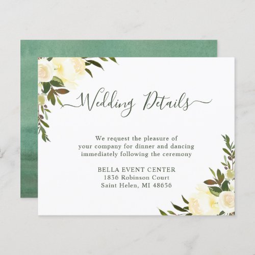 Budget Rustic Greenery Floral Wedding Details Card