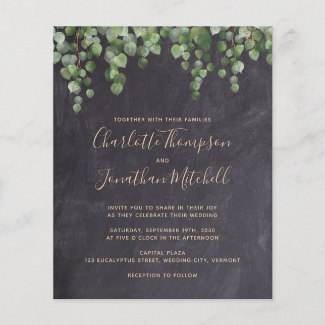 Budget Rustic Greenery Foliage Wedding Invitation (Front)