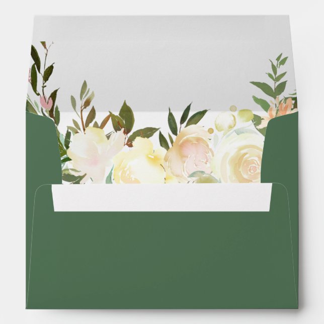 Budget Rustic Greenery Leaves Ivory Floral Wedding Envelope (Back (Bottom))