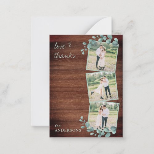 Budget Rustic Greenery Photo Wedding Thank You Note Card