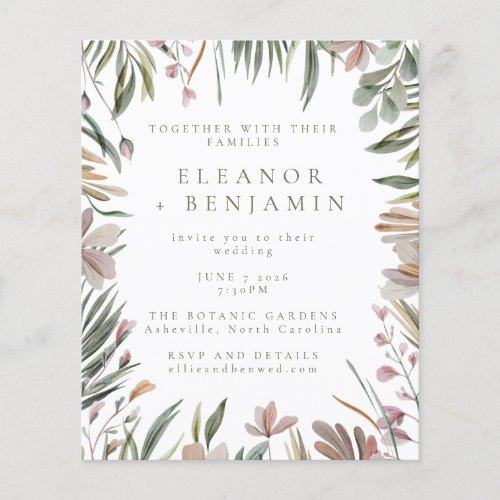 Budget Rustic Greenery Sage Stylish Wedding Invite