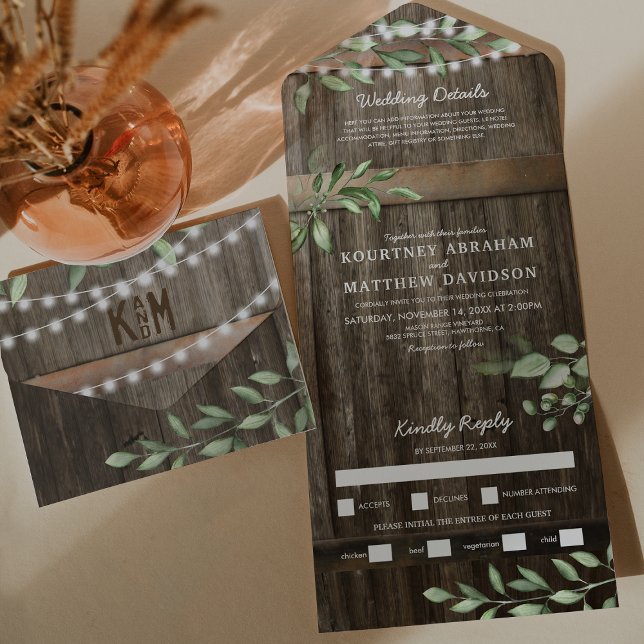 Budget Rustic Greenery Wedding All In One Invitation (Creator Uploaded)