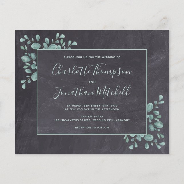 Budget Rustic Greenery Wedding Invitation  (Front)