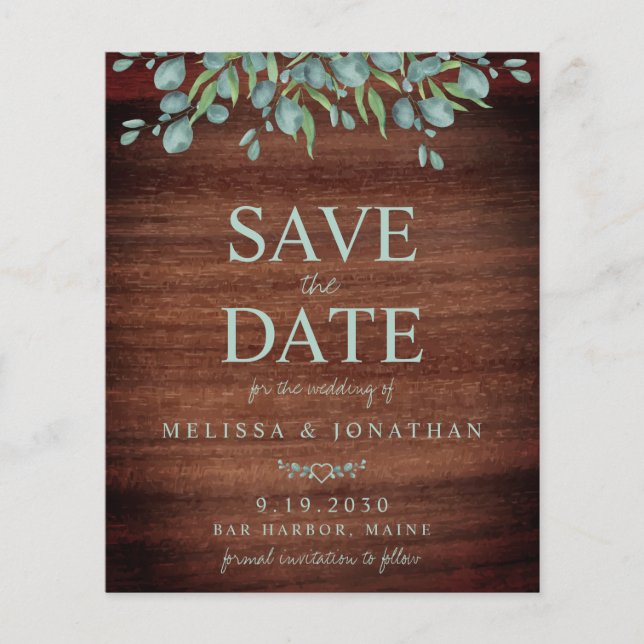 Budget Rustic Greenery Wedding Save The Date (Front)