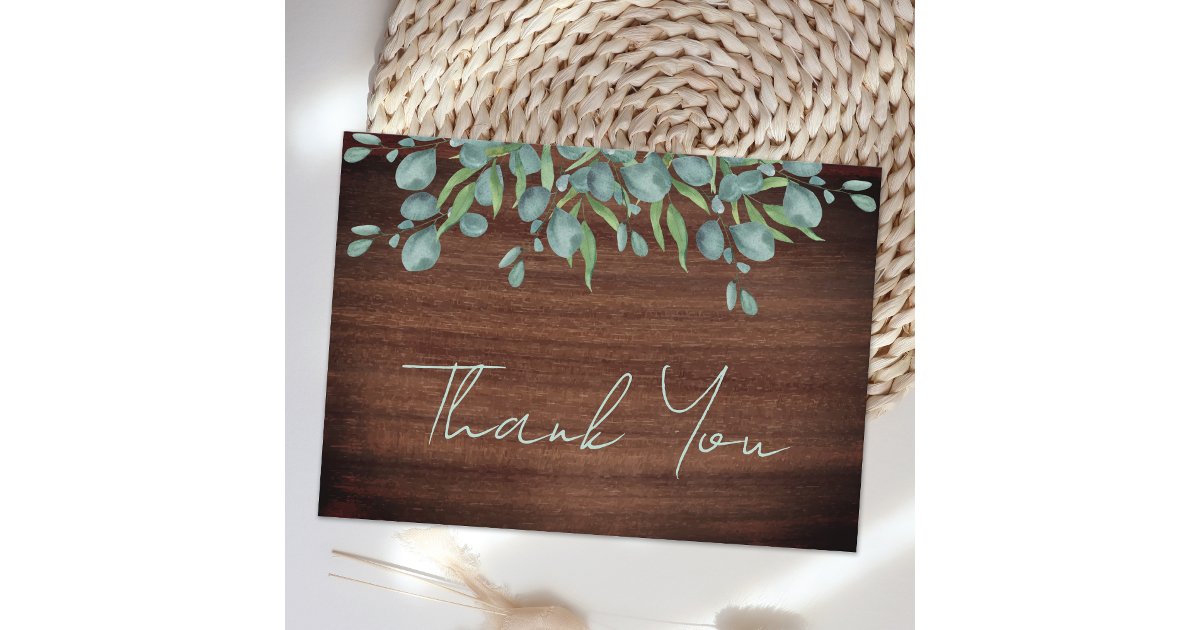 Budget Rustic Greenery Wedding Thank You Note Card | Zazzle