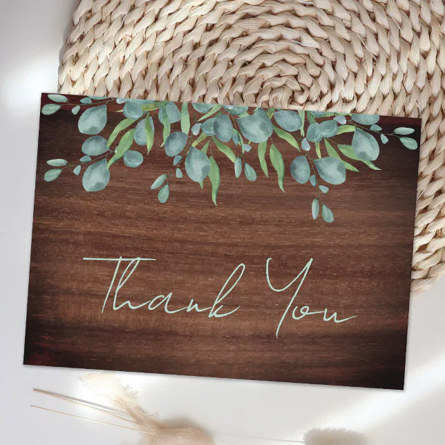 Budget Rustic Greenery Wedding Thank You Note Card | Zazzle