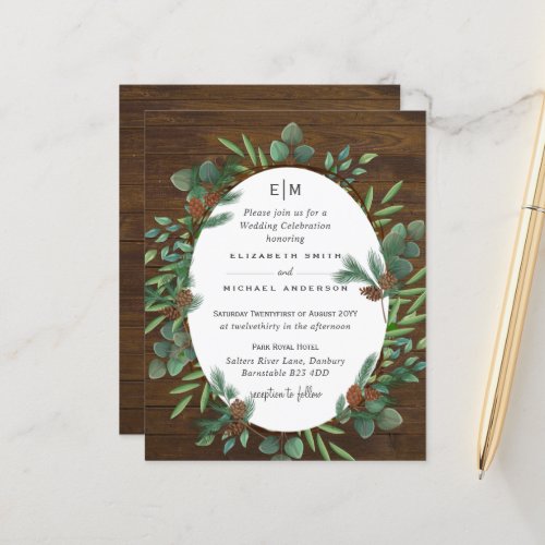 Budget Rustic Greenery Woodland Wedding Invites