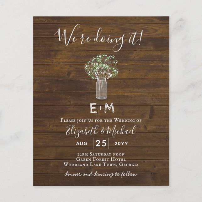 Budget Rustic Gypsophila Mason Jar Wedding (Front)