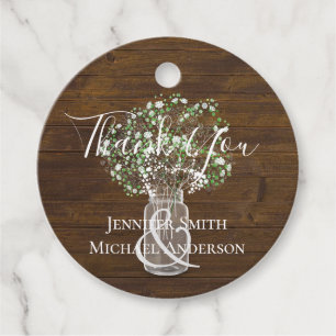 Budget Rustic Gypsophila Mason Jar Wedding Favor Tags