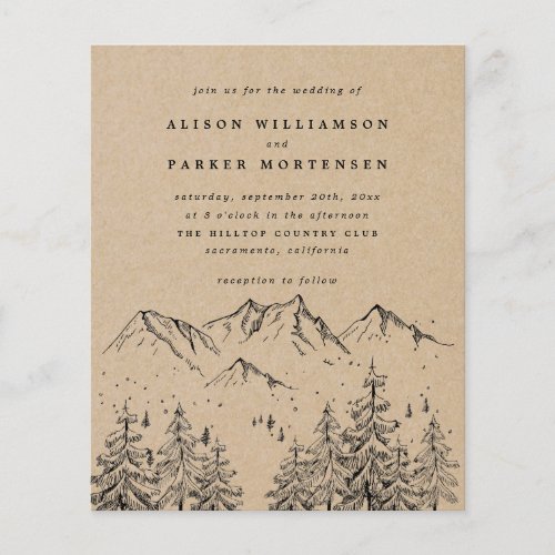 Budget Rustic Hand_drawn Mountains  Trees Wedding