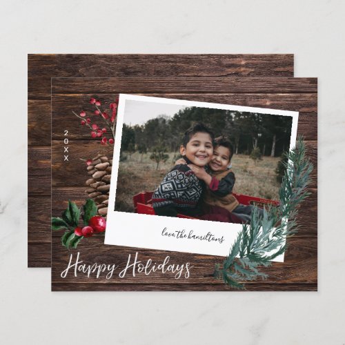 Budget Rustic Happy Holidays Wood  Instant Photo