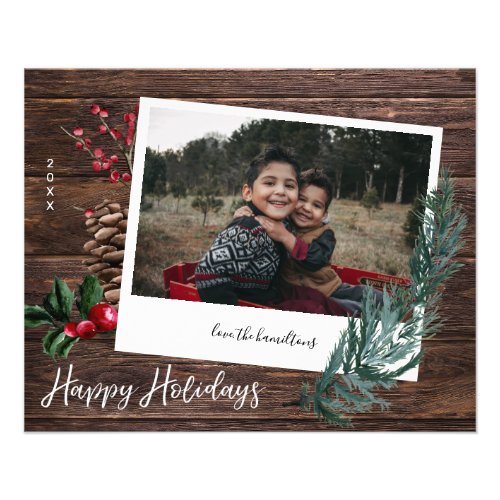 Budget Rustic Happy Holidays Wood  Instant Photo Flyer