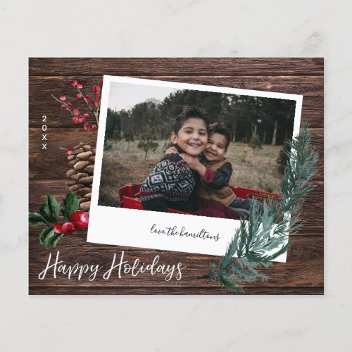 Budget Rustic Happy Holidays Wood  Instant Photo Flyer