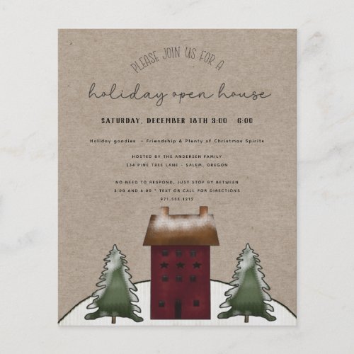 Budget Rustic Holiday Open House Invitation  Flyer
