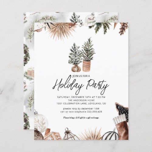 Budget Rustic Holiday Party Invitation