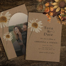 Budget Rustic Kraft Dried Sunflower Wedding Photo