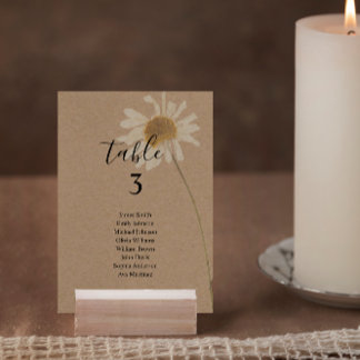 Budget Rustic Kraft Floral Table Number