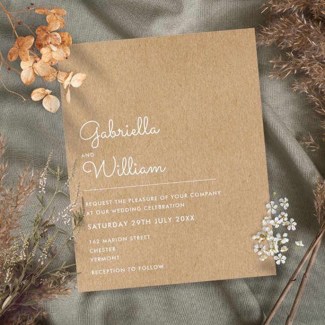 Budget Rustic Kraft Minimalist Wedding Invitation (Creator Uploaded)