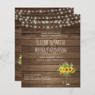 Budget Rustic Lights Mason Jars Sunflowers Wedding