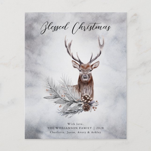 Budget Rustic Majestic Winter Deer Christmas Card  Flyer (Front)
