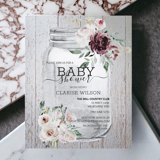 BUDGET Rustic Mason Jar Baby Shower Invitation (Creator Uploaded)