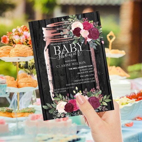 BUDGET Rustic Mason Jar Baby Shower Invitation