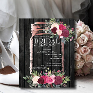 BUDGET Rustic Mason Jar Bridal Shower Invitation