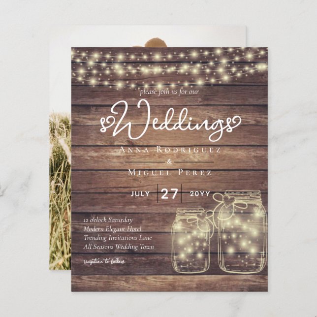 BUDGET Rustic Mason Jar Lights Wood WEDDING (Front/Back)