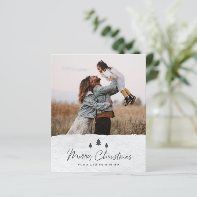Budget Rustic Merry Christmas 2 Photo Holiday Card (Standing Front)