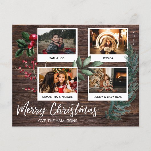 Budget Rustic Merry Christmas Instant Multi Photo (Front)