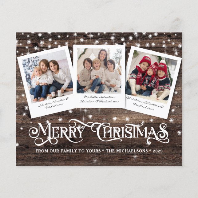 Budget Rustic Merry Christmas Photo Holiday Card Flyer (Front)