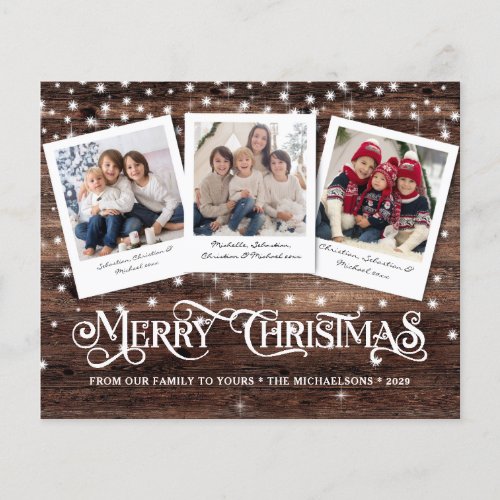 Budget Rustic Merry Christmas Photo Holiday Card Flyer