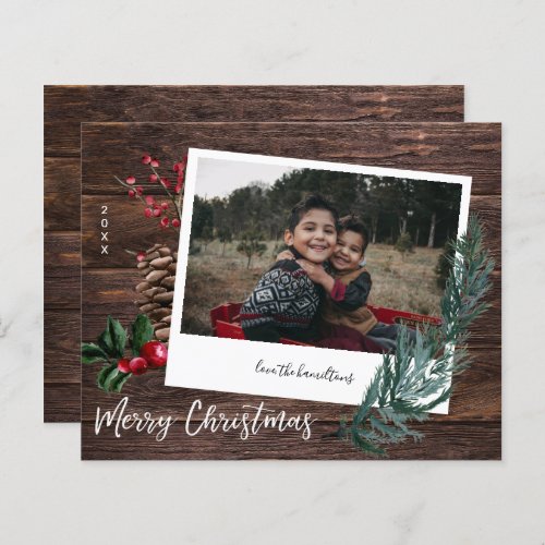 Budget Rustic Merry Christmas Wood  Instant Photo