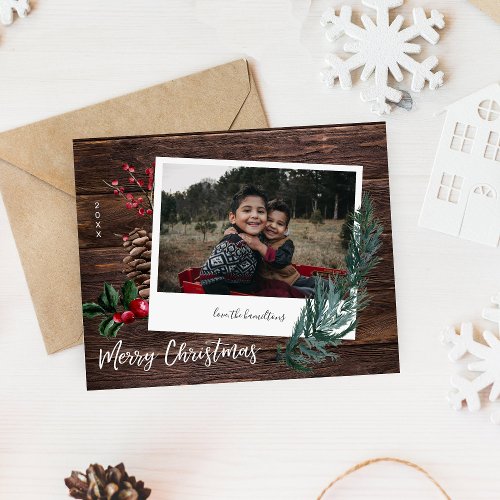 Budget Rustic Merry Christmas Wood  Instant Photo Flyer