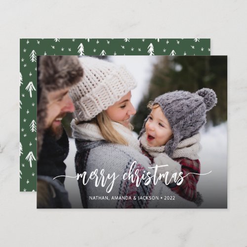 Budget Rustic Modern Merry Christmas Photo Card