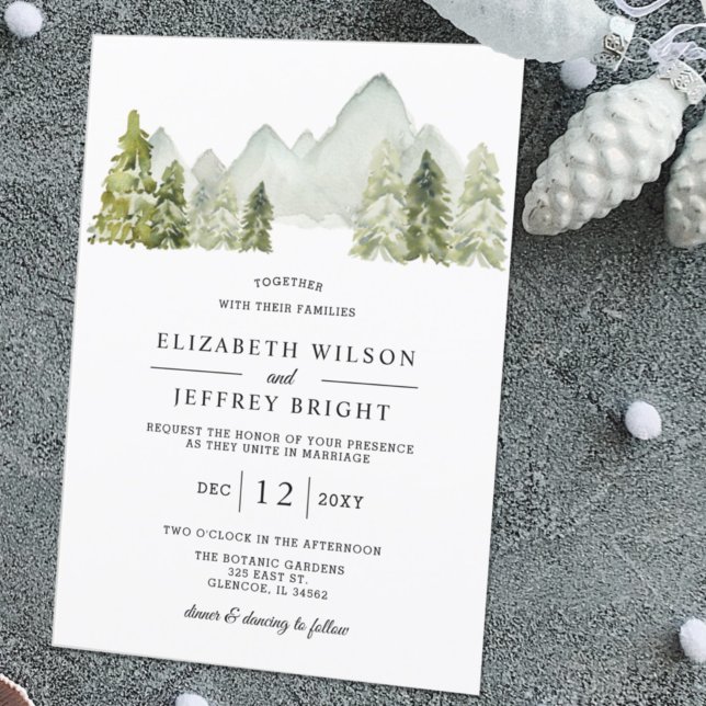 Budget Rustic Mountains Pine Wedding Invitation (Creator Uploaded)