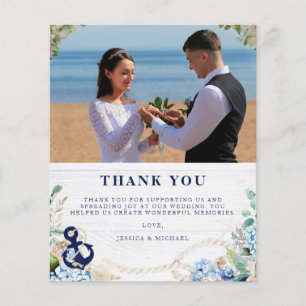 Budget Rustic Nautical Wedding Thank You Card