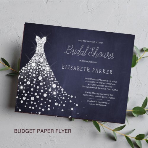 Budget rustic navy bridal shower invitation flyer