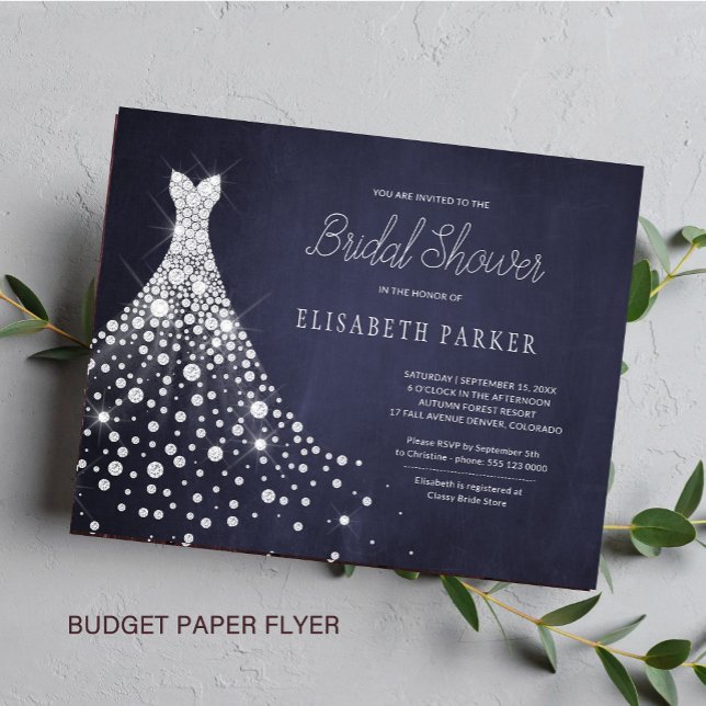 Budget rustic navy bridal shower invitation flyer (Creator Uploaded)