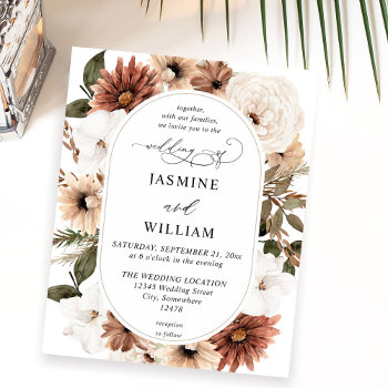 Budget Rustic Neutral Boho Floral Wedding Flyer by M_Blue_Designs at Zazzle