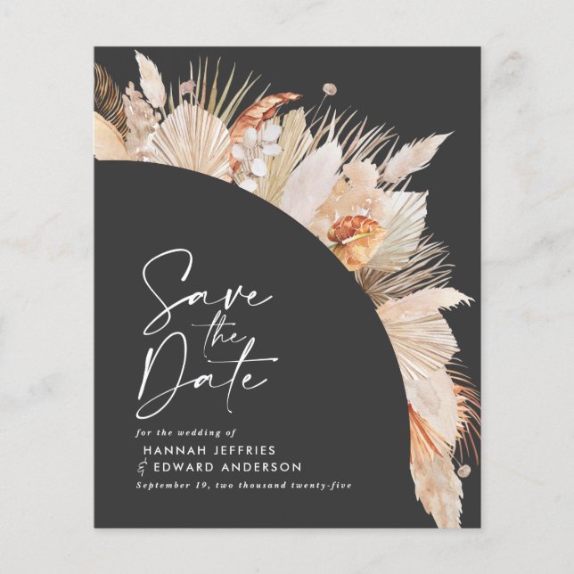 budget rustic pampas grass wedding save the date  flyer (Front)