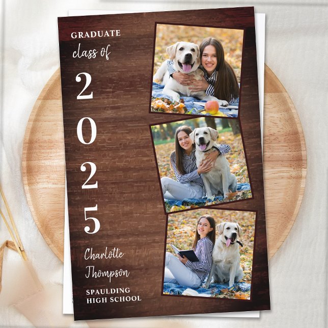 Budget Rustic Photo Collage Graduation Invitations (Creator Uploaded)