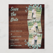 Budget Rustic Photo Collage Greenery Save The Date (Front)