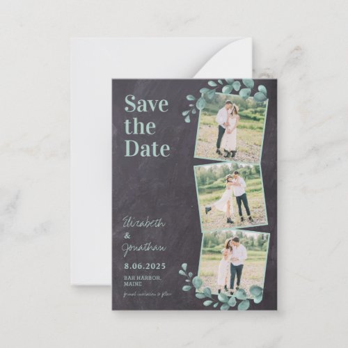 Budget Rustic Photo Collage Greenery Save The Date Note Card
